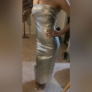 ZARA Silver jean-style fitted dress